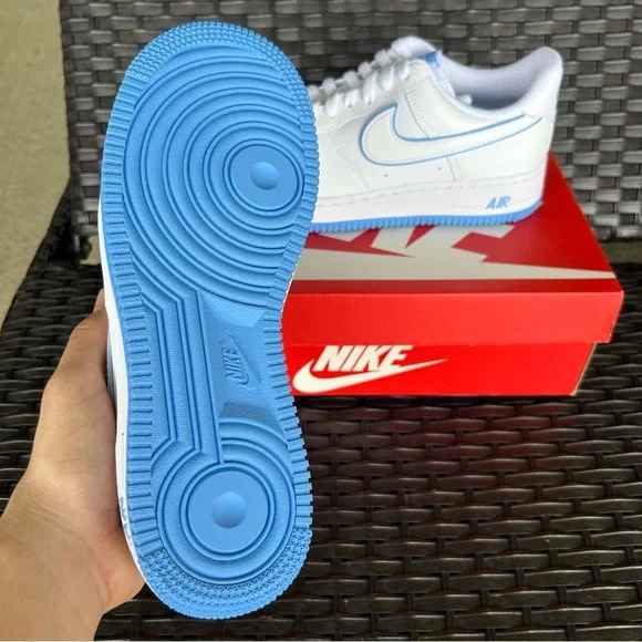 NIKE AIR FORCE 1 '07 WHITE UNIVERSITY BLUE Size 7 - Picture 5 of 5